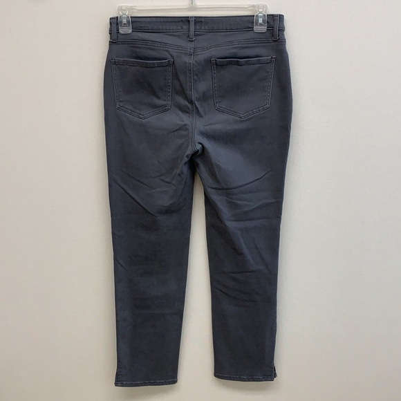 NYDJ Curves 360 Heather Gray Velvet Crush Straight Leg Jeans • Sz 8 - Picture 3 of 13